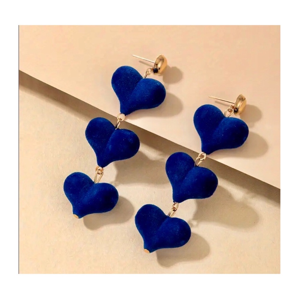Blue Heart Drop Earrings